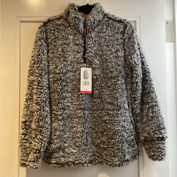 Weatherproof Tops - NWT Sherpa Women’s M Cozy Grey and Black